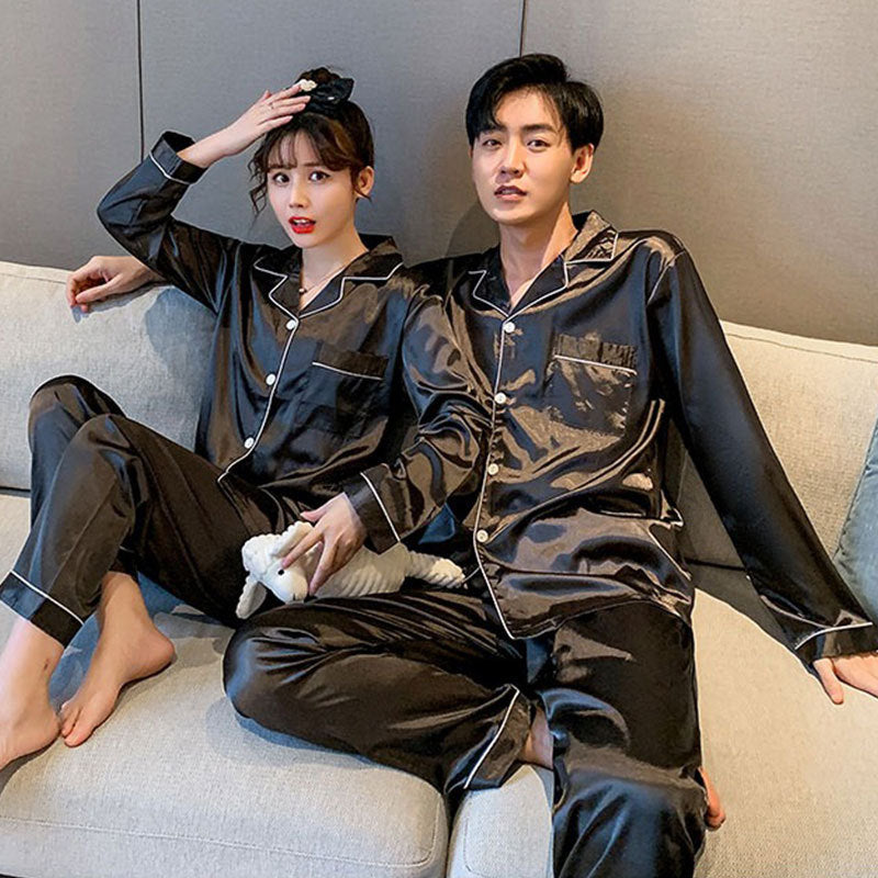 Couple series ice silk various solid color pajamas summer cool short-sleeved silk shorts simple style home clothes suit