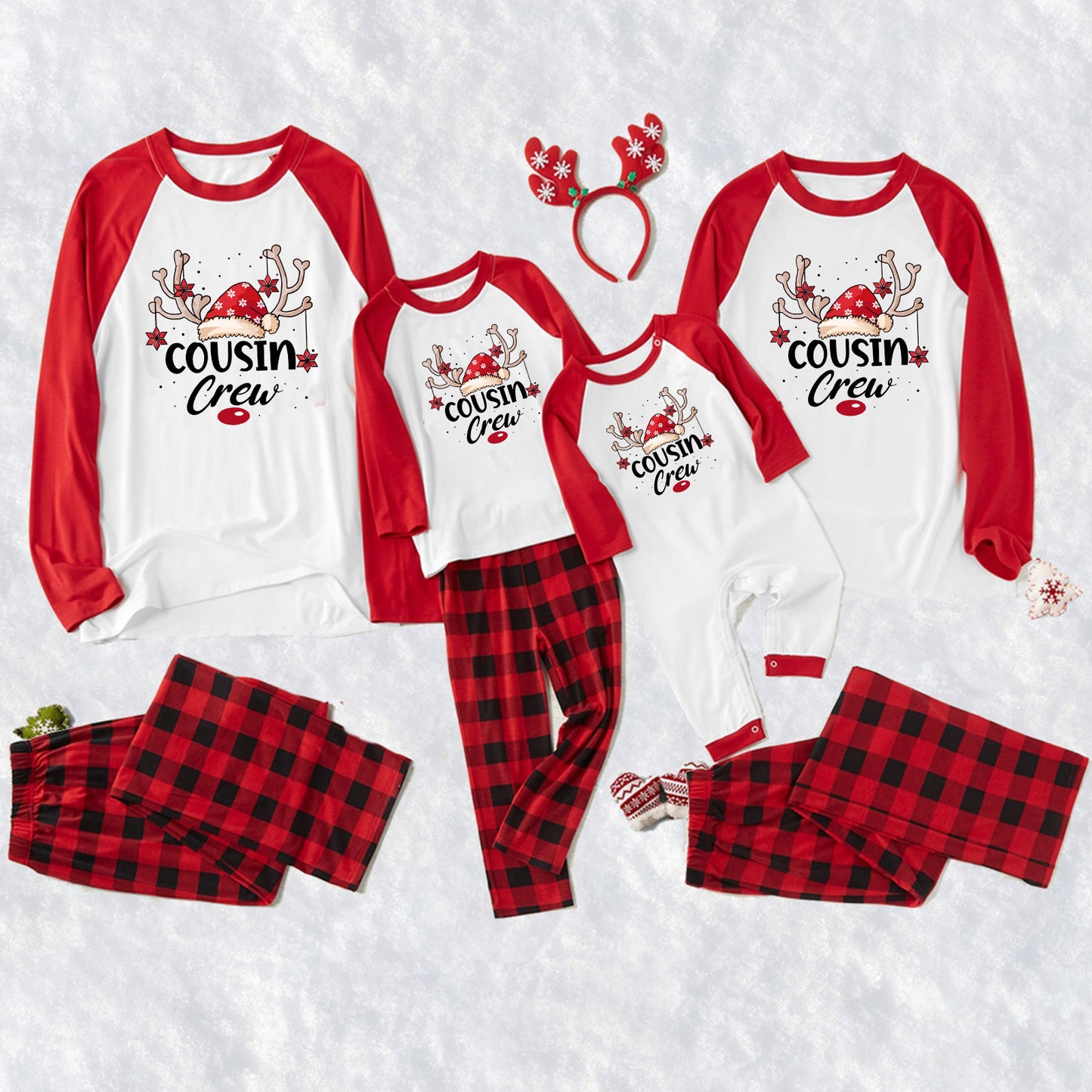 Tianming Clothing European and American parent-child home clothes Christmas home clothes parent-child suits plaid splicing print home clothes