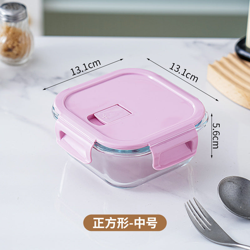 Glass lunch box can be put into the microwave student heating lunch box rectangular lunch box office worker fresh-keeping box household bowl