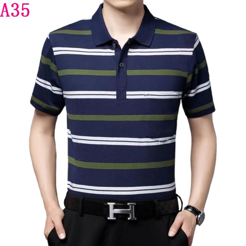 Real pocket summer men's short-sleeved T-shirt wholesale lapel loose middle-aged t-shirt casual trend dad outfit