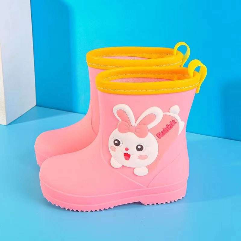 Children's rain boots kindergarten baby new style girls non-slip waterproof rain boots drawstring boy water shoes cartoon high