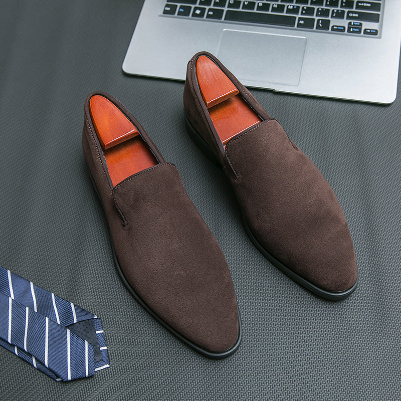 Amazon's best-selling men's casual loafers with pointed toe, frosted leather, red sole, British fashion slip-on shoes