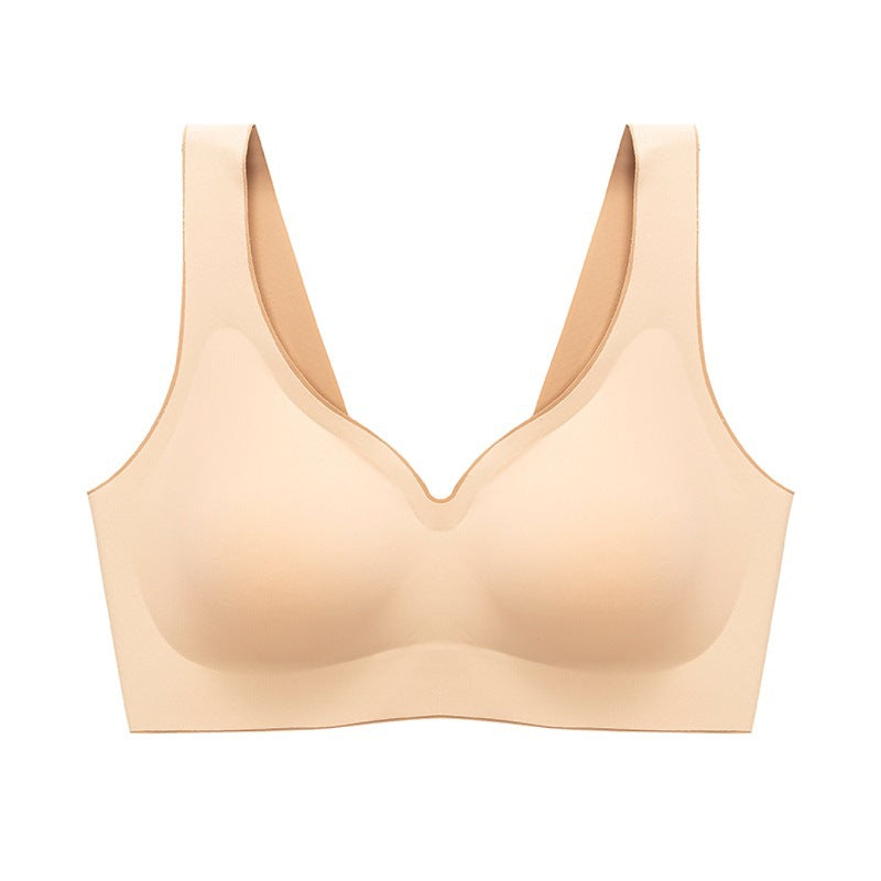 Non-marking latex underwear women's non-steel ring small chest gathered pair of breasts anti-sagging sports girls' summer thin section
