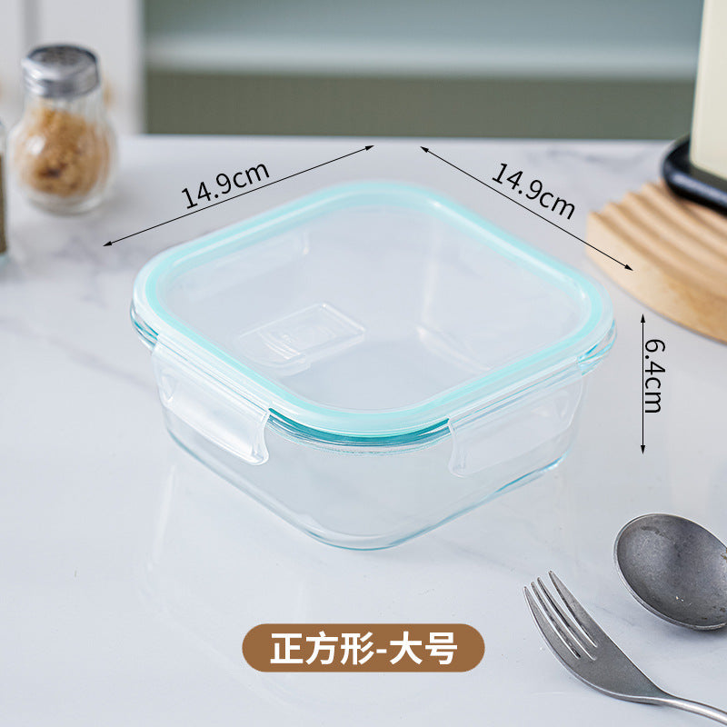 Glass lunch box can be put into the microwave student heating lunch box rectangular lunch box office worker fresh-keeping box household bowl