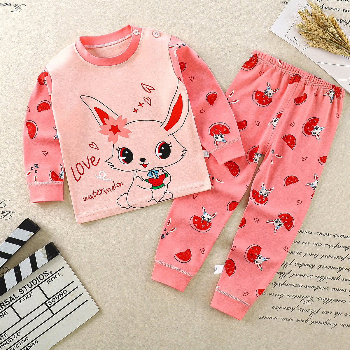 Children's underwear set cotton pajamas girls baby long johns cotton boys home clothes children's clothing wholesale