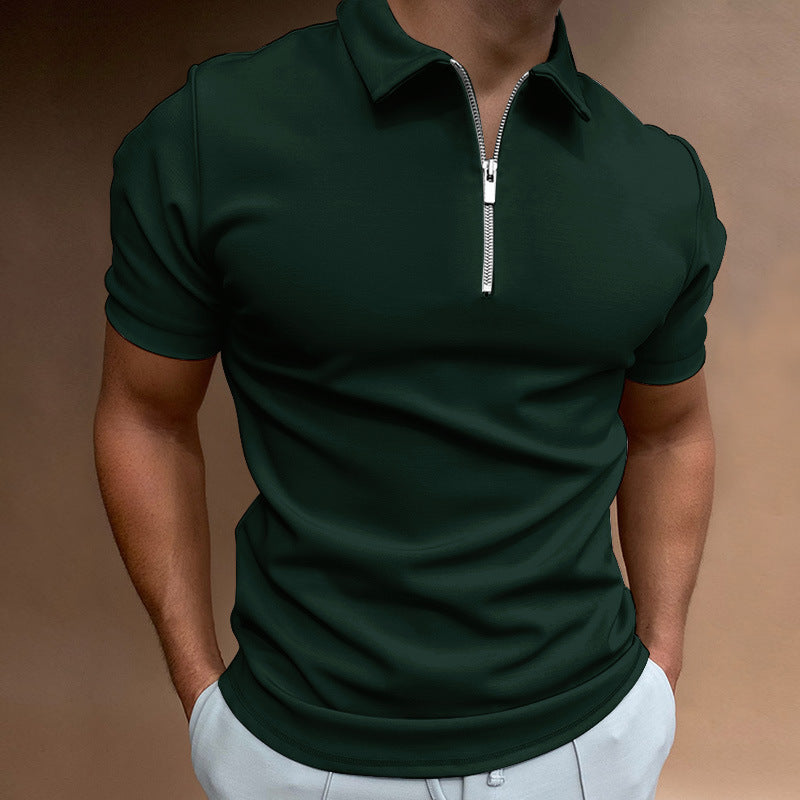 Cross-border 2023 spring men's polo shirt solid color short-sleeved lapel t-shirt casual fit tops European and American men's clothing