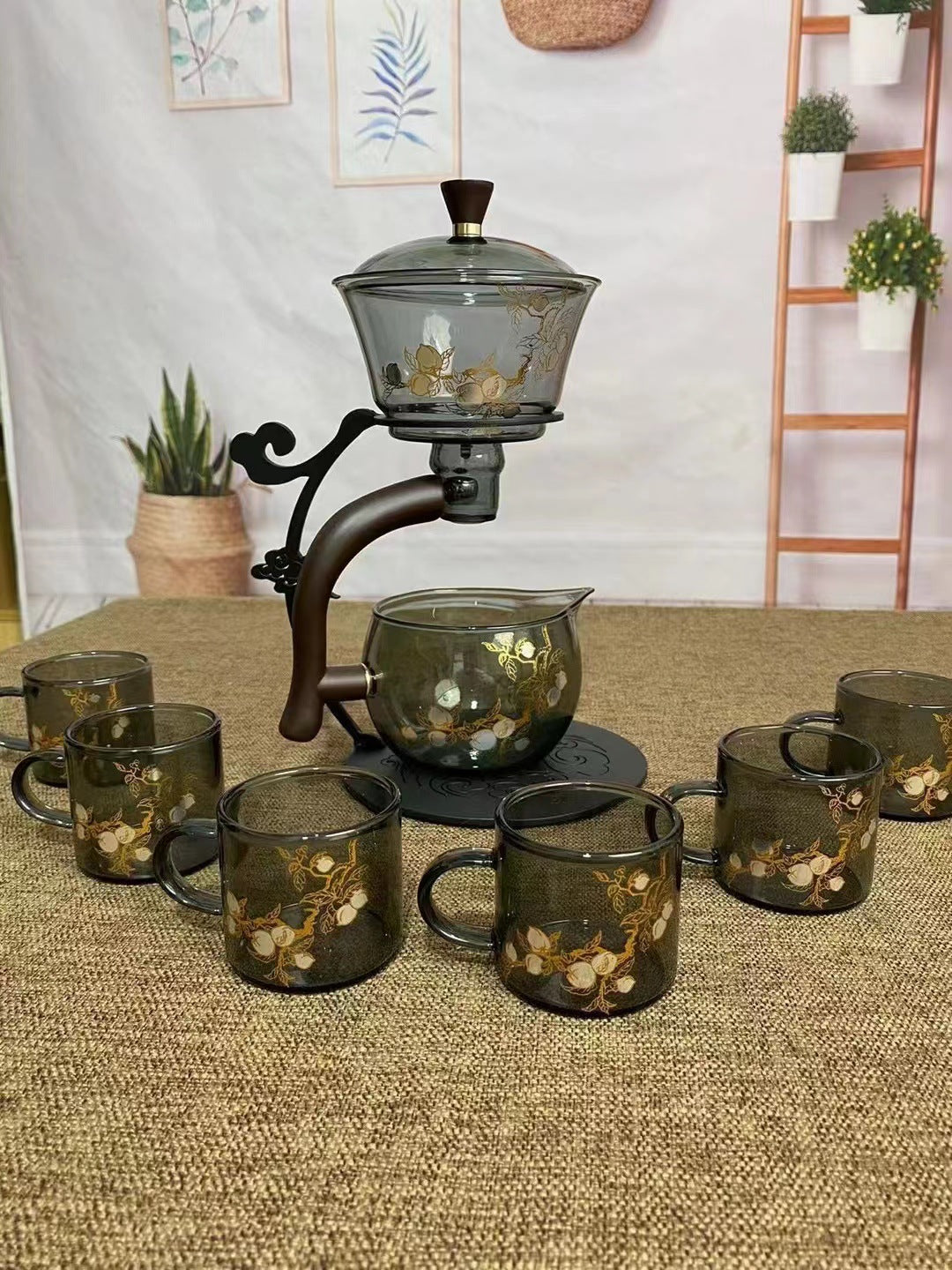 Semi-automatic glass tea set set lazy tea set lazy tea maker office glass all-in-one tea maker