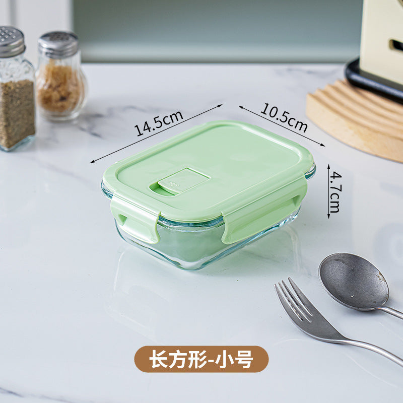 Glass lunch box can be put into the microwave student heating lunch box rectangular lunch box office worker fresh-keeping box household bowl