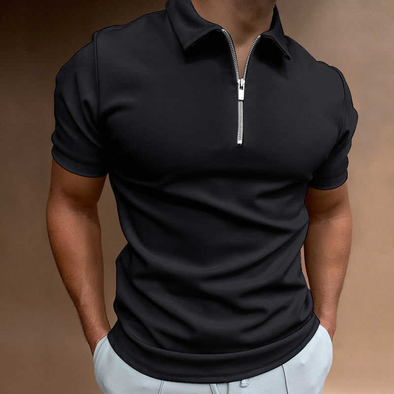 Cross-border 2023 spring men's polo shirt solid color short-sleeved lapel t-shirt casual fit tops European and American men's clothing