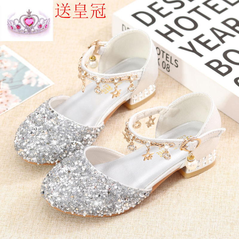 Princess shoes, crystal shoes, girls' flat-soled children's autumn shoes, little princess soft-soled shoes, host catwalk dress performance shoes