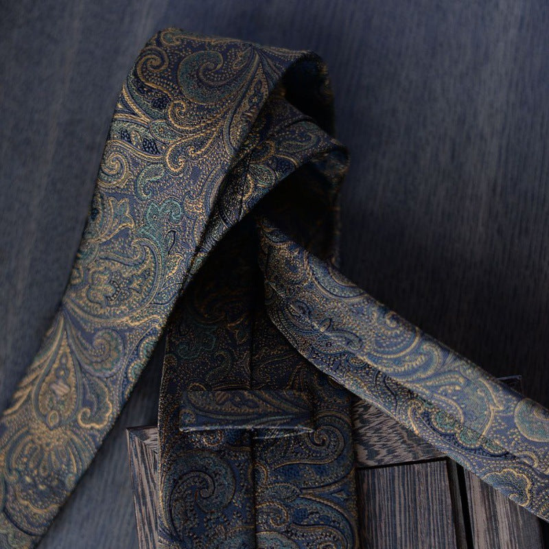 Necktie business tie silk hand tie men's fashion retro business casual professional dress 8CM boxed