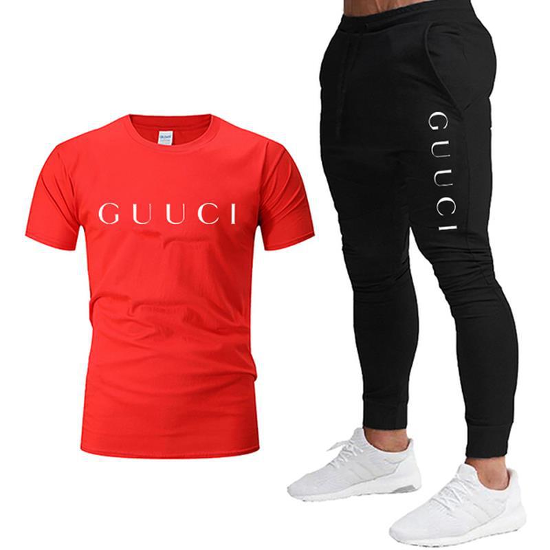 2023 foreign trade new hot-selling summer men's trousers casual fashion shorts nine-point sports casual T-shirt suit