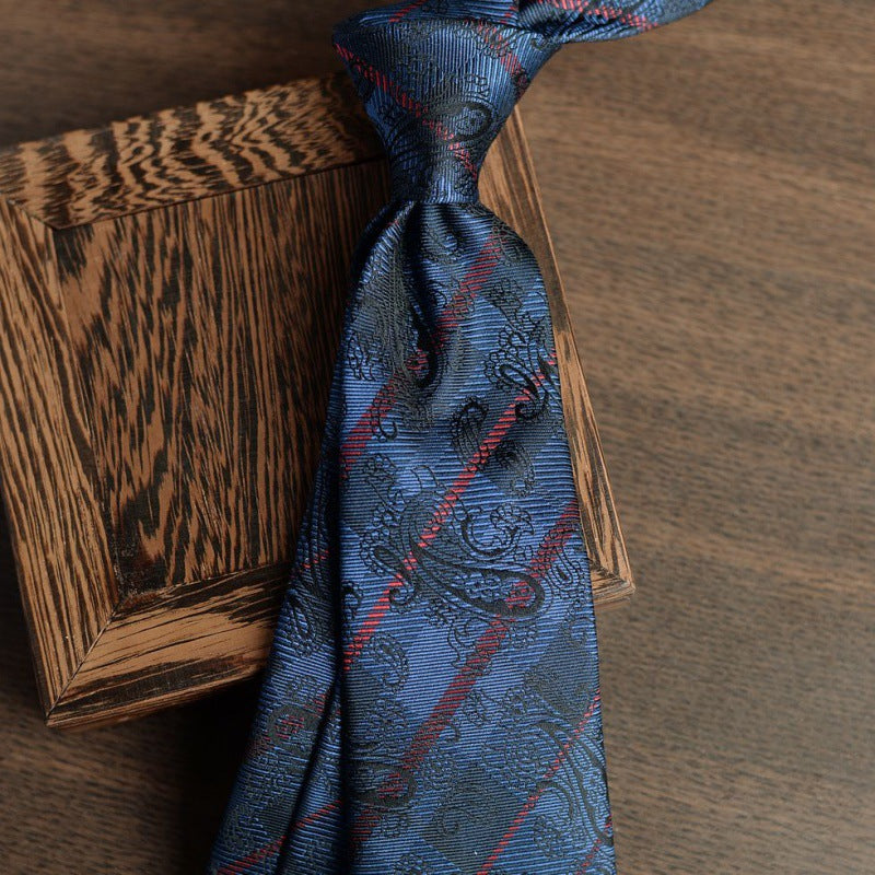 Necktie business tie silk hand tie men's fashion retro business casual professional dress 8CM boxed