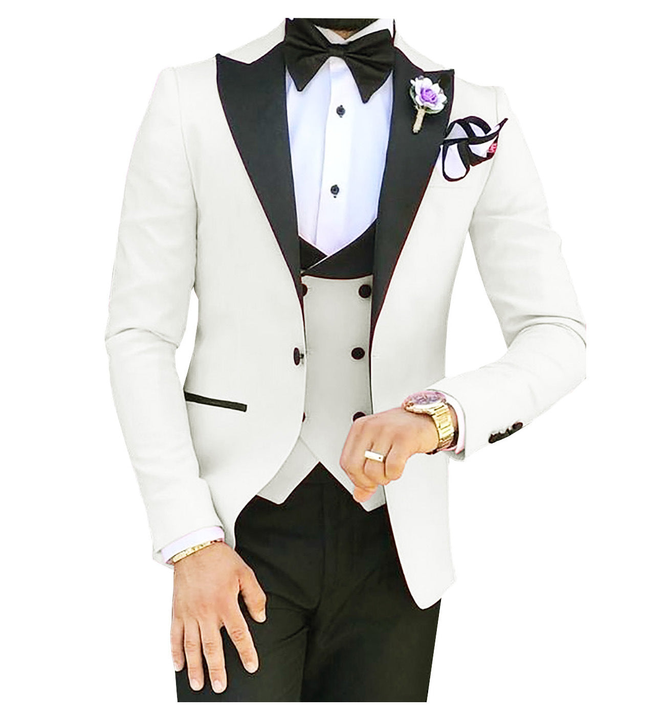 Cross-border Explosive Men's Suit Three-piece Suit Gun Barge Collar Wedding Suit Men's Suit One Drop Shipping Factory