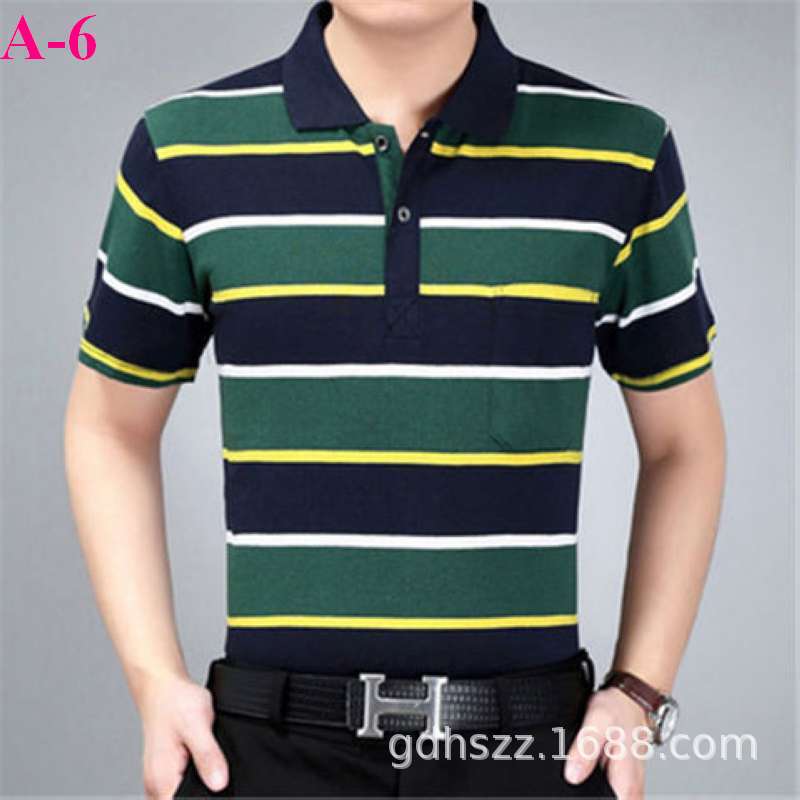 Real pocket summer men's short-sleeved T-shirt wholesale lapel loose middle-aged t-shirt casual trend dad outfit