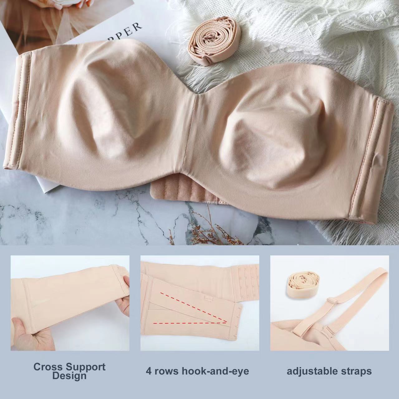 Cross-border popular independent station non-slip strapless underwear push-up big breasts seamless invisible bra anti-exposure tube top for women