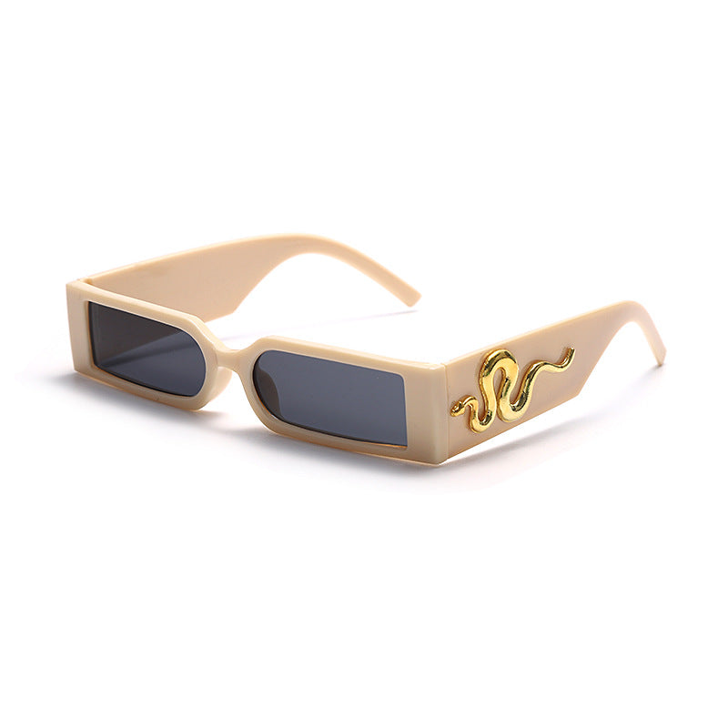 New small frame hip-hop diamond-encrusted snake sunglasses retro trend personality square wide-leg sunglasses