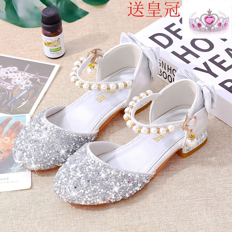 Princess shoes, crystal shoes, girls' flat-soled children's autumn shoes, little princess soft-soled shoes, host catwalk dress performance shoes