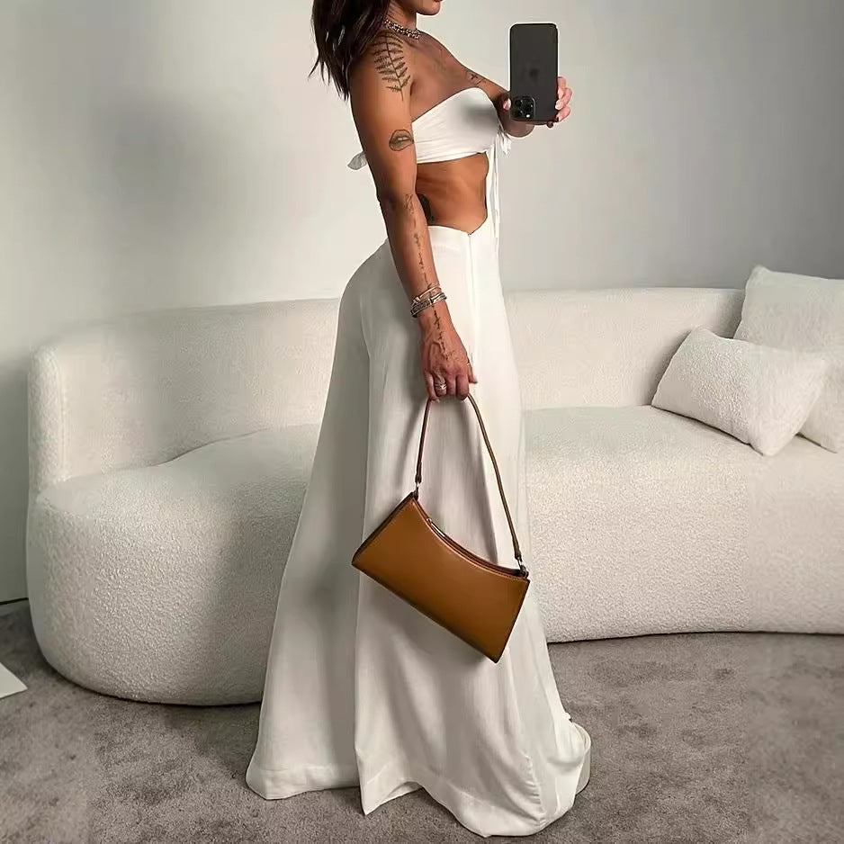 2024 Foreign Trade Independent Station European and American Women's Jumpsuit Autumn New Fashion Sleeveless Hollow Solid Color Jumpsuit