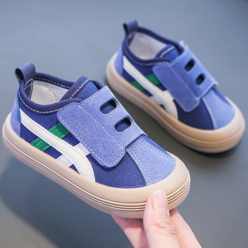 Children's shoes wholesale children's canvas shoes girls' skate shoes small and medium children's Velcro male baby kindergarten soft-soled indoor shoes