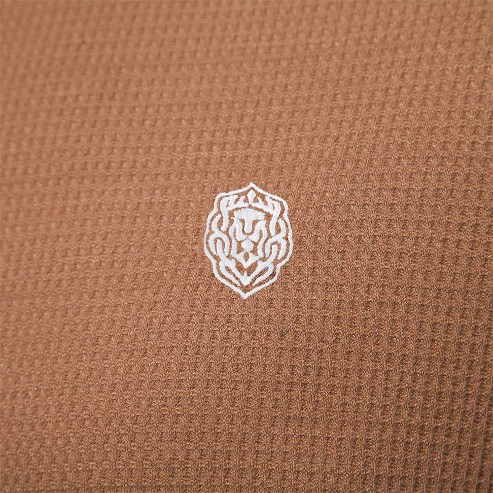 2023 Spring New Casual Embroidered T-shirt Men's Round Neck Solid Color Sports Basic Base Shirt Men's Tops