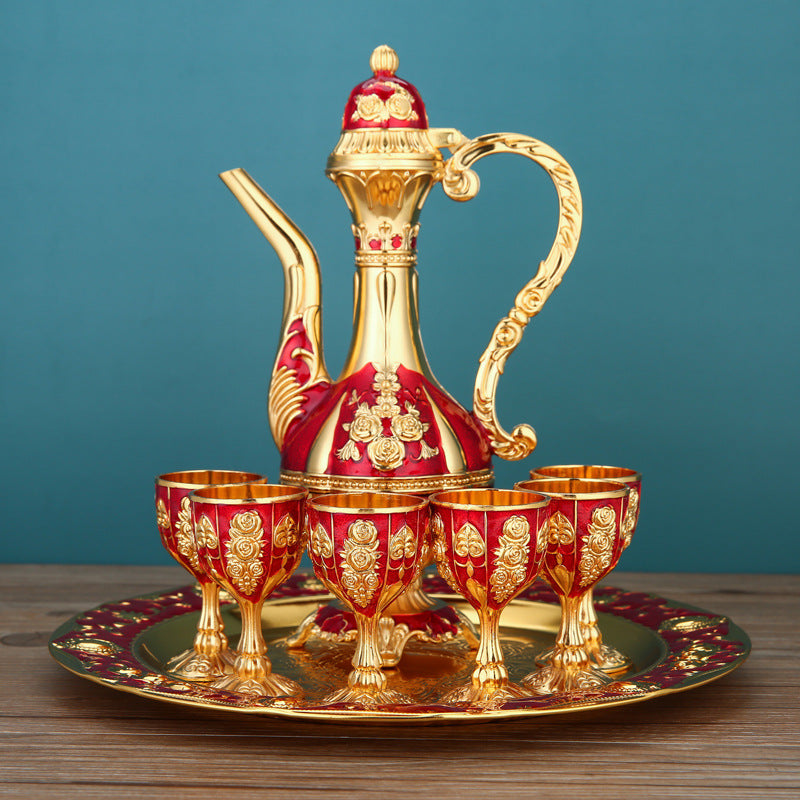 European-style wine jug home creative wedding wine jug retro light luxury white wine glass set Russian ethnic style decoration