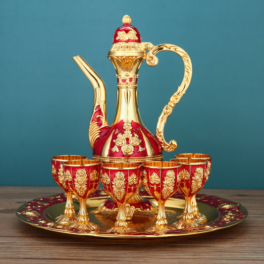 European-style wine jug home creative wedding wine jug retro light luxury white wine glass set Russian ethnic style decoration