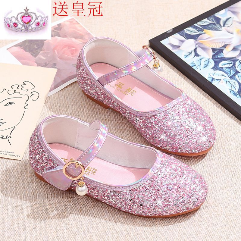 Princess shoes, crystal shoes, girls' flat-soled children's autumn shoes, little princess soft-soled shoes, host catwalk dress performance shoes