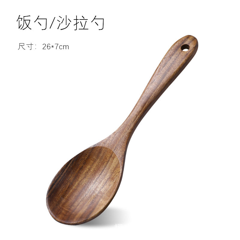 Cross-border acacia wood Amazon wooden shovel cooking shovel filter shovel wooden soup spoon colander wooden rice spoon noodle spoon set
