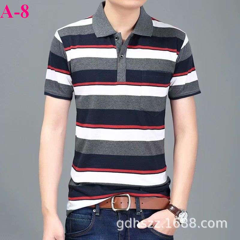 Real pocket summer men's short-sleeved T-shirt wholesale lapel loose middle-aged t-shirt casual trend dad outfit