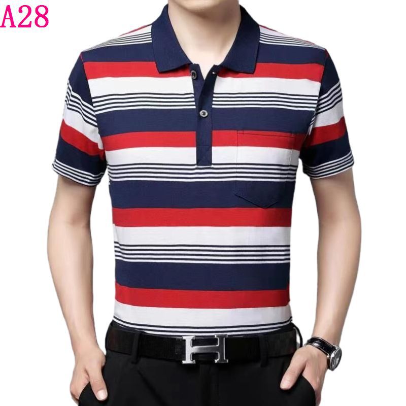 Real pocket summer men's short-sleeved T-shirt wholesale lapel loose middle-aged t-shirt casual trend dad outfit