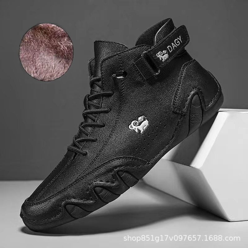 Didi Ram popular style men's shoes high-top cotton shoes men's casual shoes winter plus velvet thickened shoes Martin boots men's models