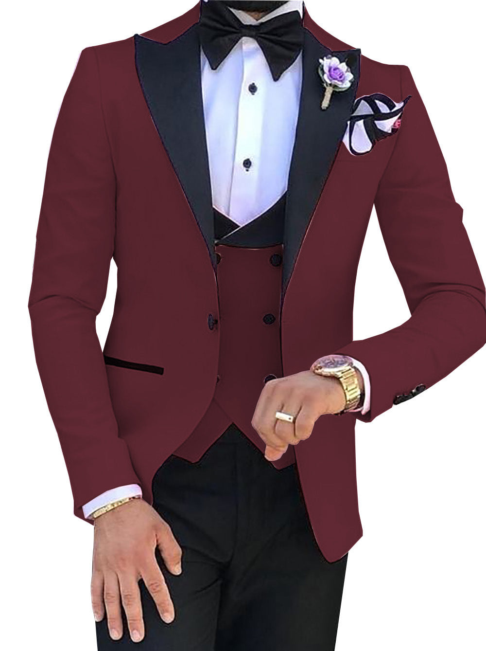 Cross-border Explosive Men's Suit Three-piece Suit Gun Barge Collar Wedding Suit Men's Suit One Drop Shipping Factory