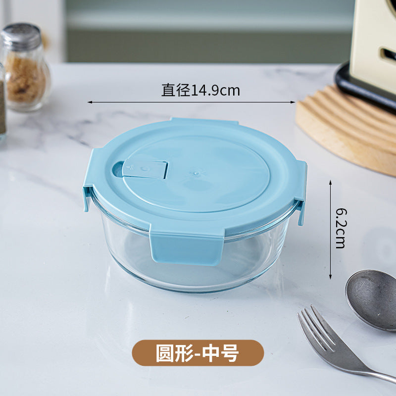 Glass lunch box can be put into the microwave student heating lunch box rectangular lunch box office worker fresh-keeping box household bowl