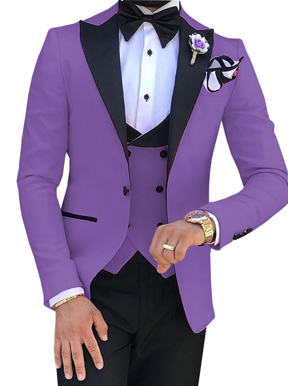 Cross-border Explosive Men's Suit Three-piece Suit Gun Barge Collar Wedding Suit Men's Suit One Drop Shipping Factory