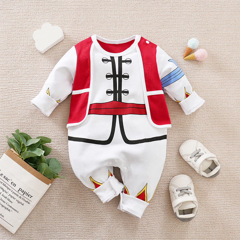 Baby Spring and Autumn Clothing Cotton Long Sleeve Harness Category A Outerwear Animation Themed Newborn Onesie Romper