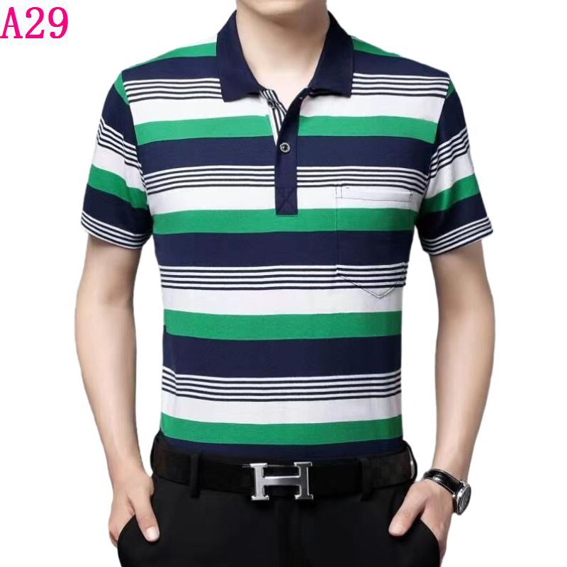 Real pocket summer men's short-sleeved T-shirt wholesale lapel loose middle-aged t-shirt casual trend dad outfit