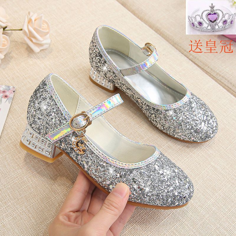 Princess shoes, crystal shoes, girls' flat-soled children's autumn shoes, little princess soft-soled shoes, host catwalk dress performance shoes