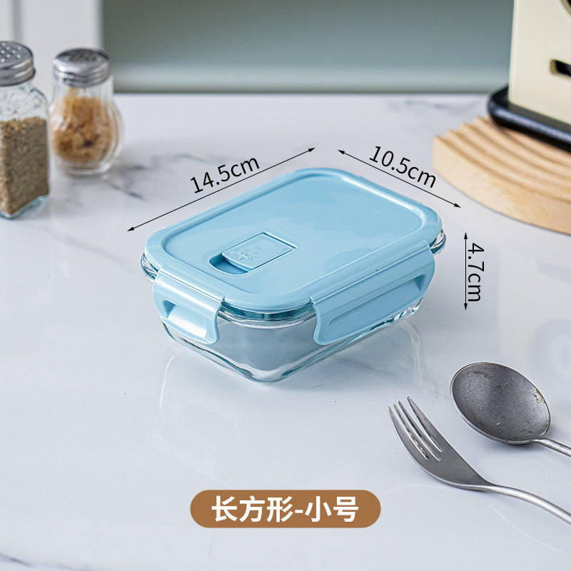 Glass lunch box can be put into the microwave student heating lunch box rectangular lunch box office worker fresh-keeping box household bowl