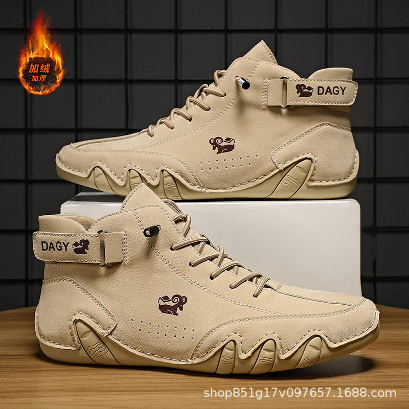 Didi Ram popular style men's shoes high-top cotton shoes men's casual shoes winter plus velvet thickened shoes Martin boots men's models