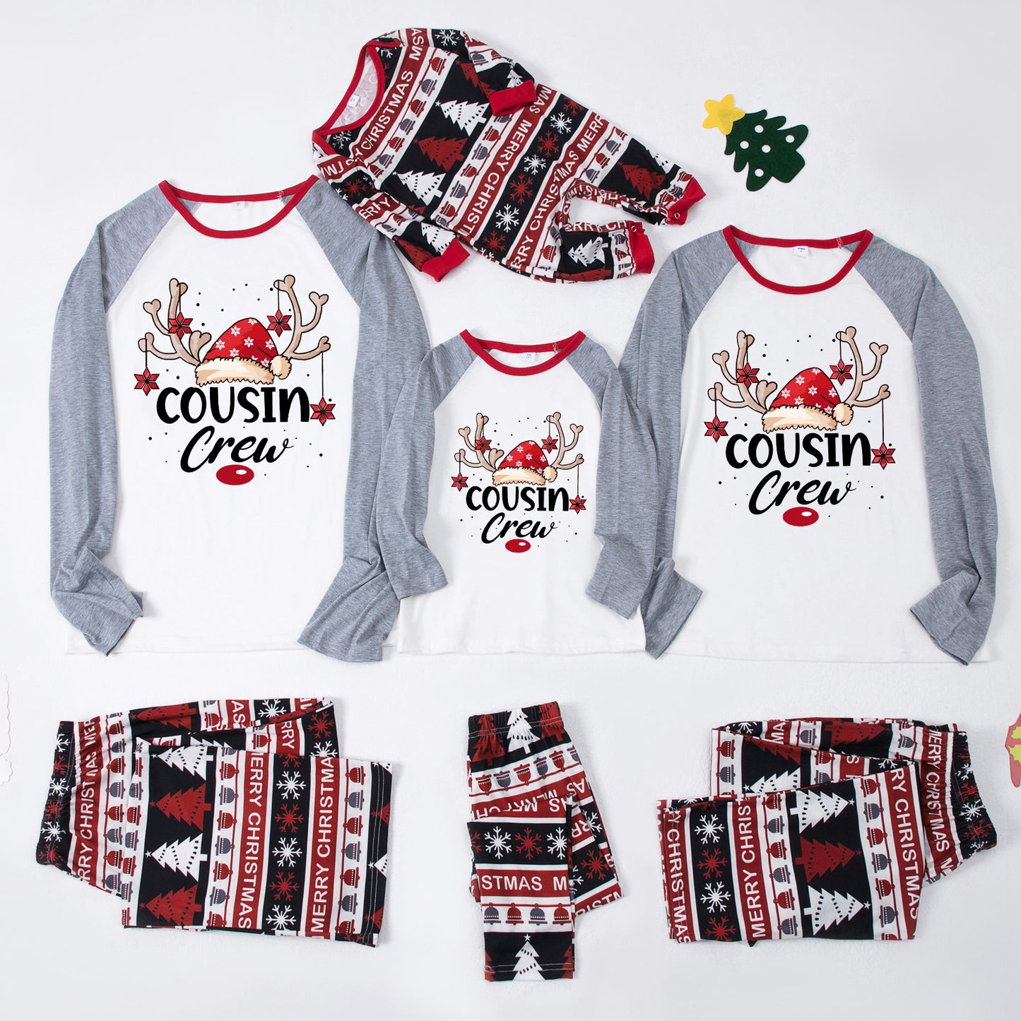 Tianming Clothing European and American parent-child home clothes Christmas home clothes parent-child suits plaid splicing print home clothes