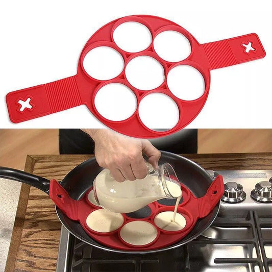 Silicone four-hole seven-hole omelette maker Multifunctional 7-hole round star heart-shaped pancake maker breakfast baking mold