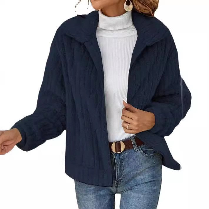 2024 new cross-border autumn and winter plush cardigan lapel short coat