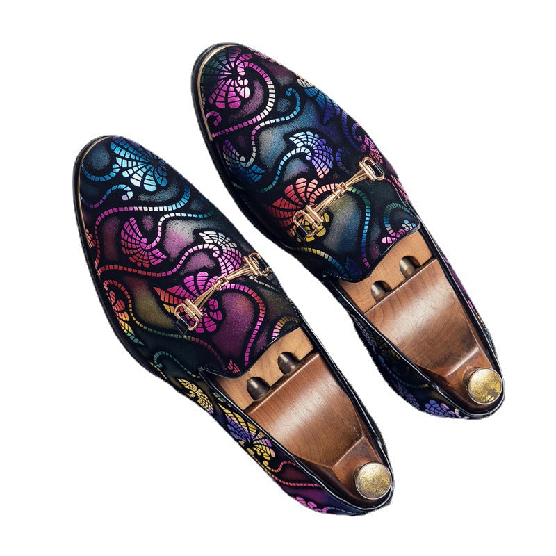 British men's business leather shoes slip-on lazy casual leather shoes nightclub hairdresser wedding leather shoes men's trendy shoes