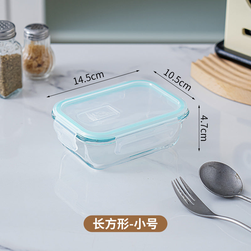 Glass lunch box can be put into the microwave student heating lunch box rectangular lunch box office worker fresh-keeping box household bowl