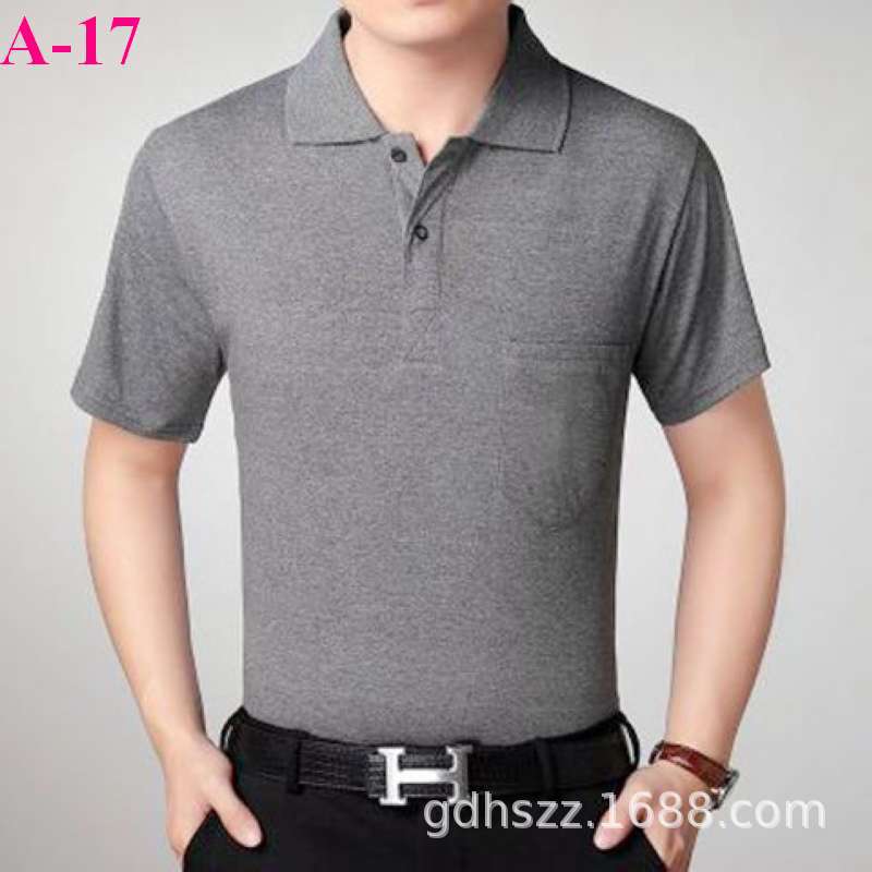 Real pocket summer men's short-sleeved T-shirt wholesale lapel loose middle-aged t-shirt casual trend dad outfit