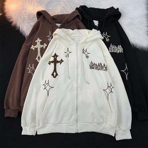 Cross-border spring and autumn design sense cardigan hooded sweater male ins Hong Kong style niche design sense all-match coat jacket