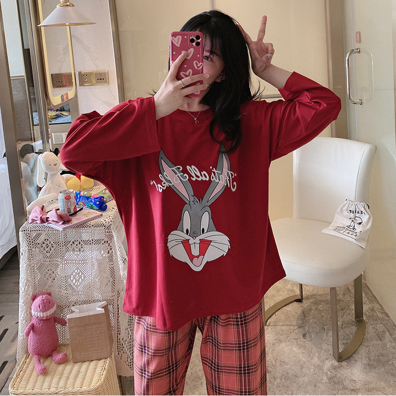 New spring, autumn and winter girls pajamas cartoon cute casual trousers long-sleeved home clothes suits one piece factory wholesale