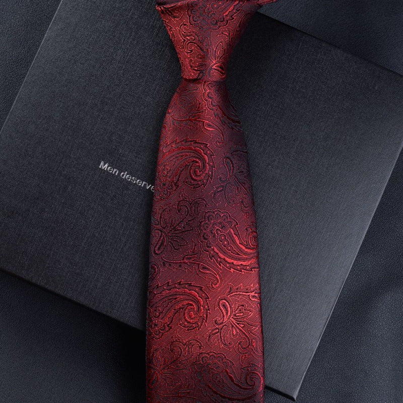 Necktie business tie silk hand tie men's fashion retro business casual professional dress 8CM boxed