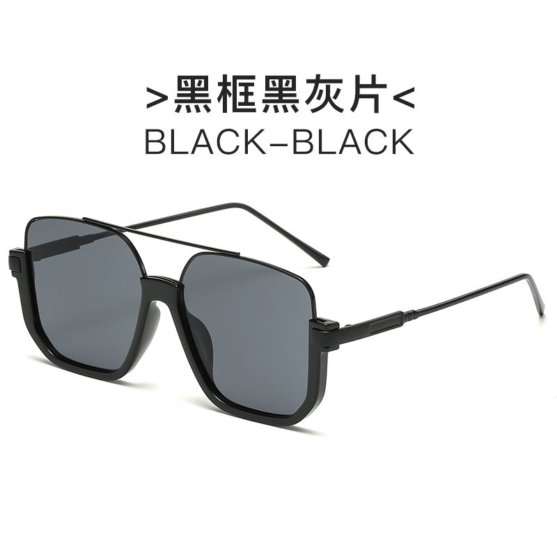 Plain double bridge large frame anti-blue light retro glasses ins lower half frame square sunglasses female internet celebrity street photography sunglasses